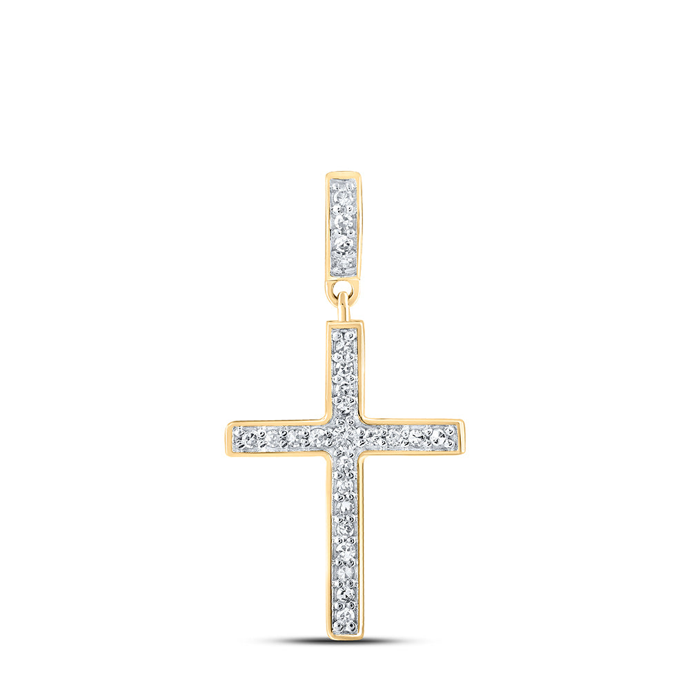 Gold Cross Pendant 1/5 Cttw Round Natural Diamond Womens (1.07 grams)