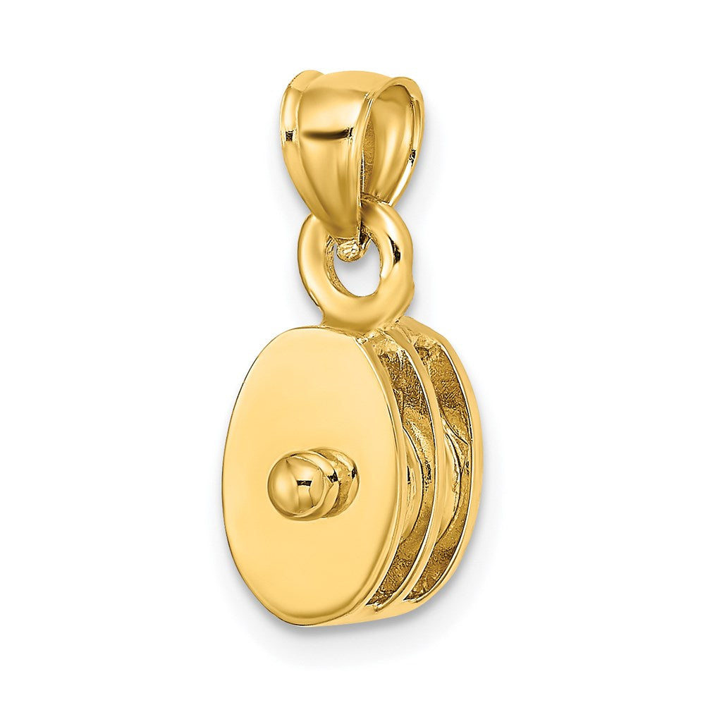 14k Yellow Gold 10.55 mm Polished 3-D Moveable Pulley Charm (3 grams)