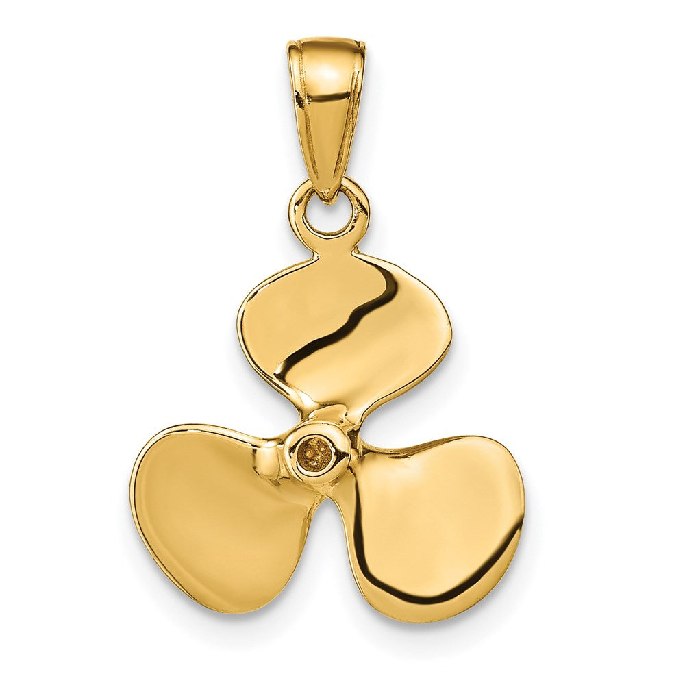 14k Yellow Gold 16 mm Polished 3-D Propeller Pendant