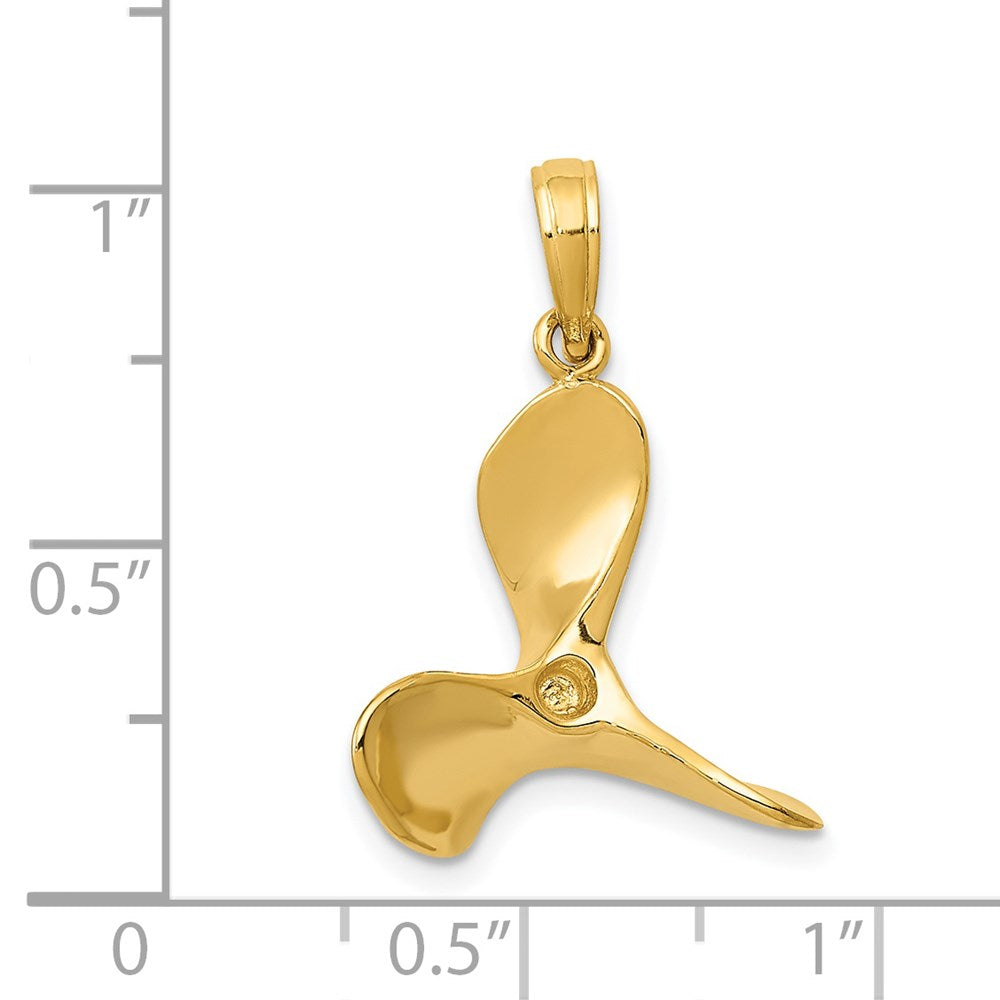 14k Yellow Gold 17 mm Polished 3-D Propeller Pendant (2.28 grams)