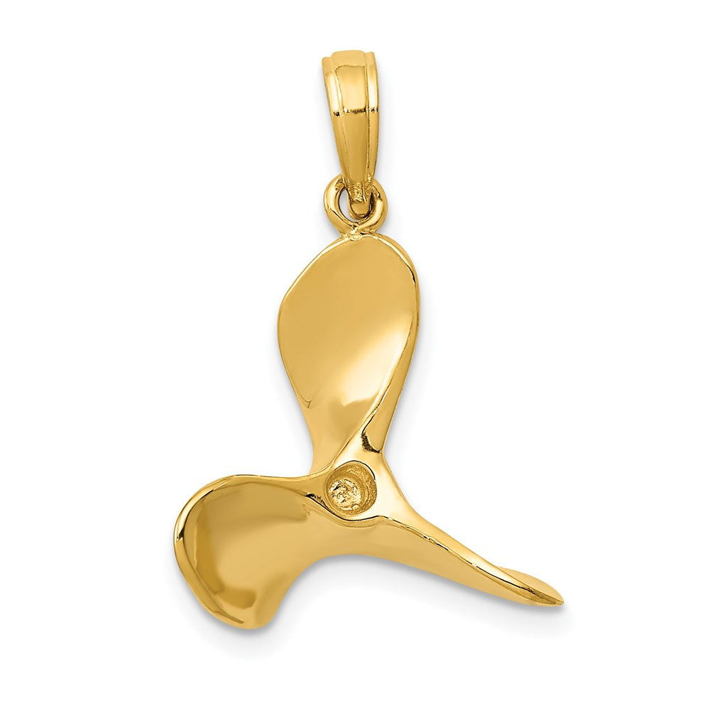14k Yellow Gold 17 mm Polished 3-D Propeller Pendant (2.28 grams)