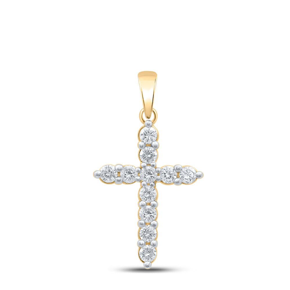 10Kt Yellow Gold 1/2Ctw-Dia Nk Cross Pendant (1.29 grams)