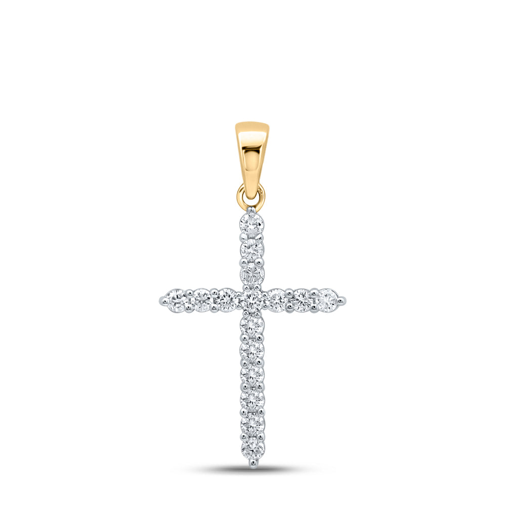 10Kt Yellow Gold 1/4Ctw-Dia Nk Cross Pendant (0.67 grams)