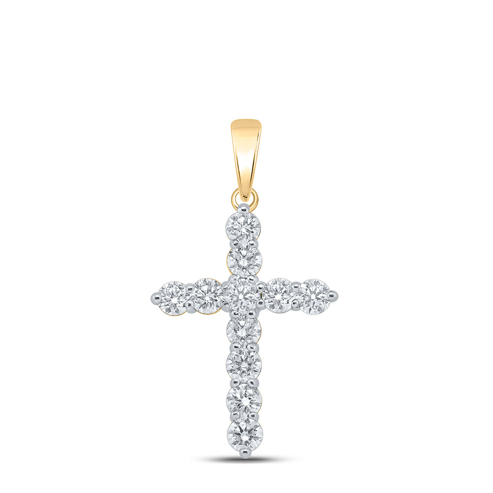 10Kt Yellow Gold 1 1/2 Ctw-Dia Nk Cross Pendant (1.94 grams)