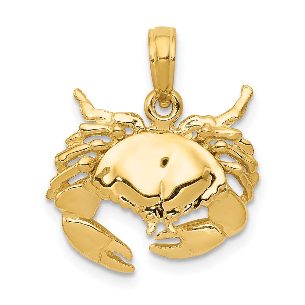14k Yellow Gold 16 mm Polished Open-Backed Crab Pendant (2.37 grams)