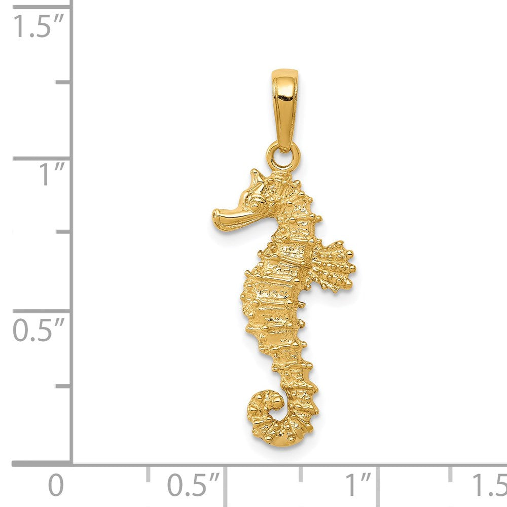 14k Yellow Gold 12 mm Polished Open-Backed Seahorse Pendant (1.49 grams)