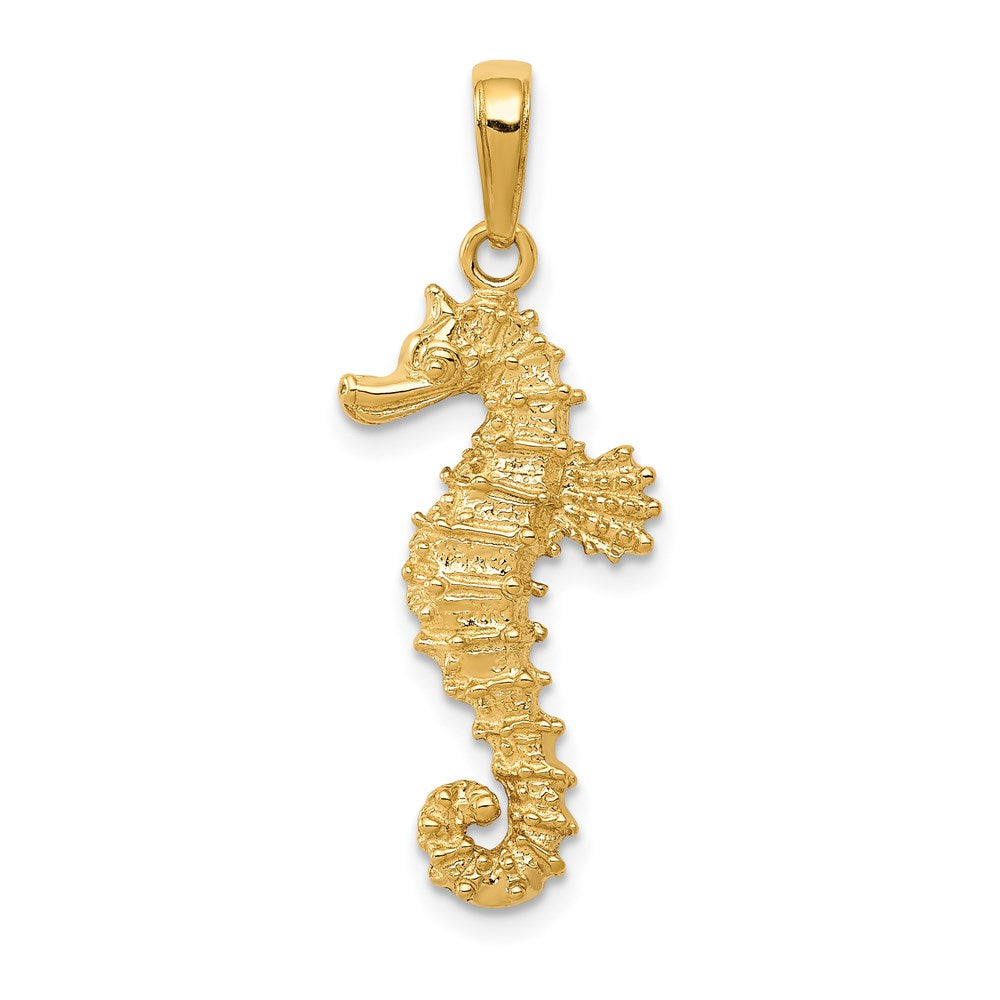 14k Yellow Gold 12 mm Polished Open-Backed Seahorse Pendant (1.49 grams)