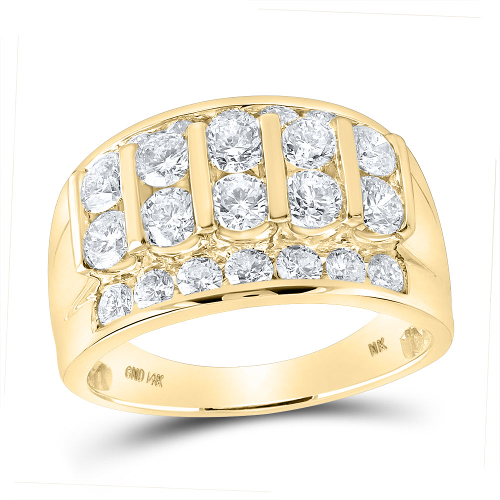 14Kt Yellow Gold 3 Ctw Diamond High Mens Band (9.82 grams)