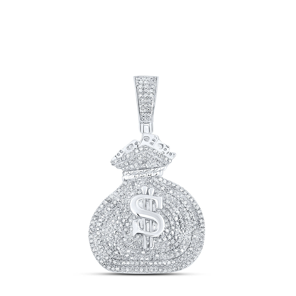 1 Ctw-Dia P1 Money Dollar Bag Mens Charm (6.62 grams)