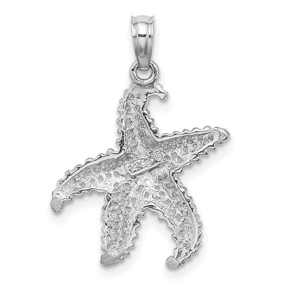 14k White Gold 19.1 mm Polished Open-Backed Starfish Pendant (1.45 grams)