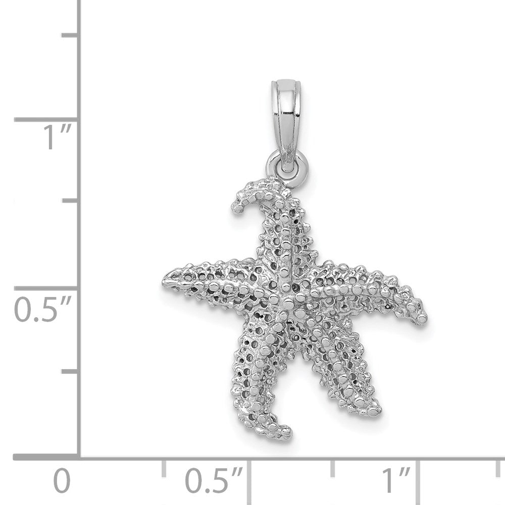 14k White Gold 19.1 mm Polished Open-Backed Starfish Pendant (1.45 grams)