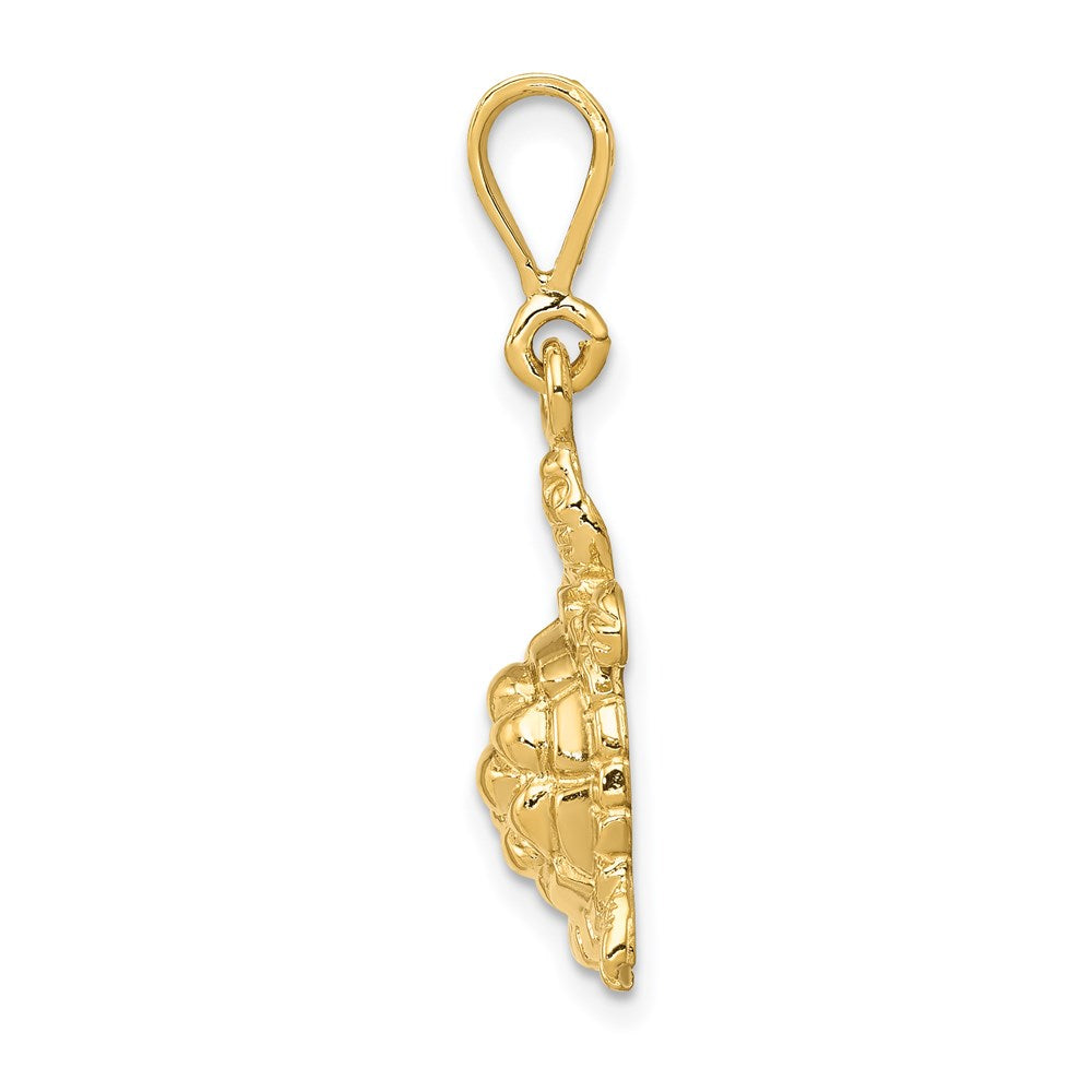 14k Yellow Gold 11.5 mm Solid Polished Open-Backed Sea Turtle Charm (1.96 grams)