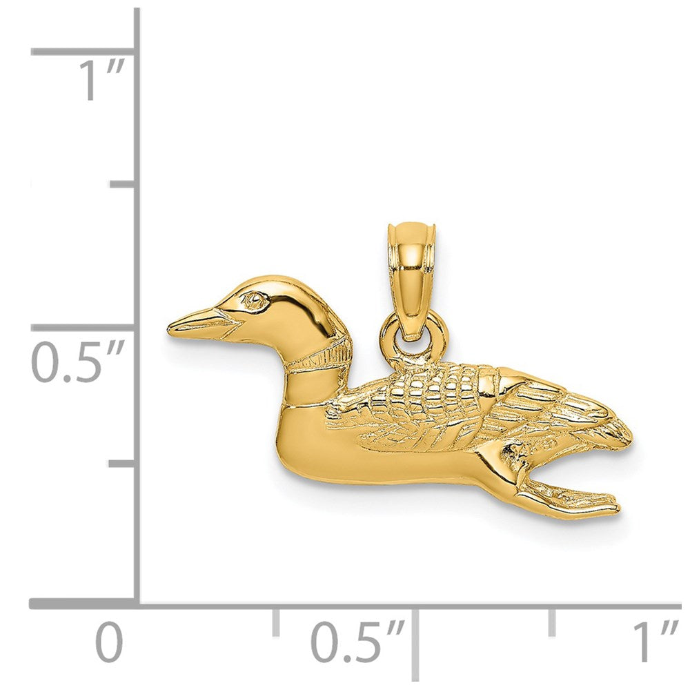 14k Yellow Gold 23.2 mm Solid Polished 3-Dimensional Mallard Charm (2.99 grams)