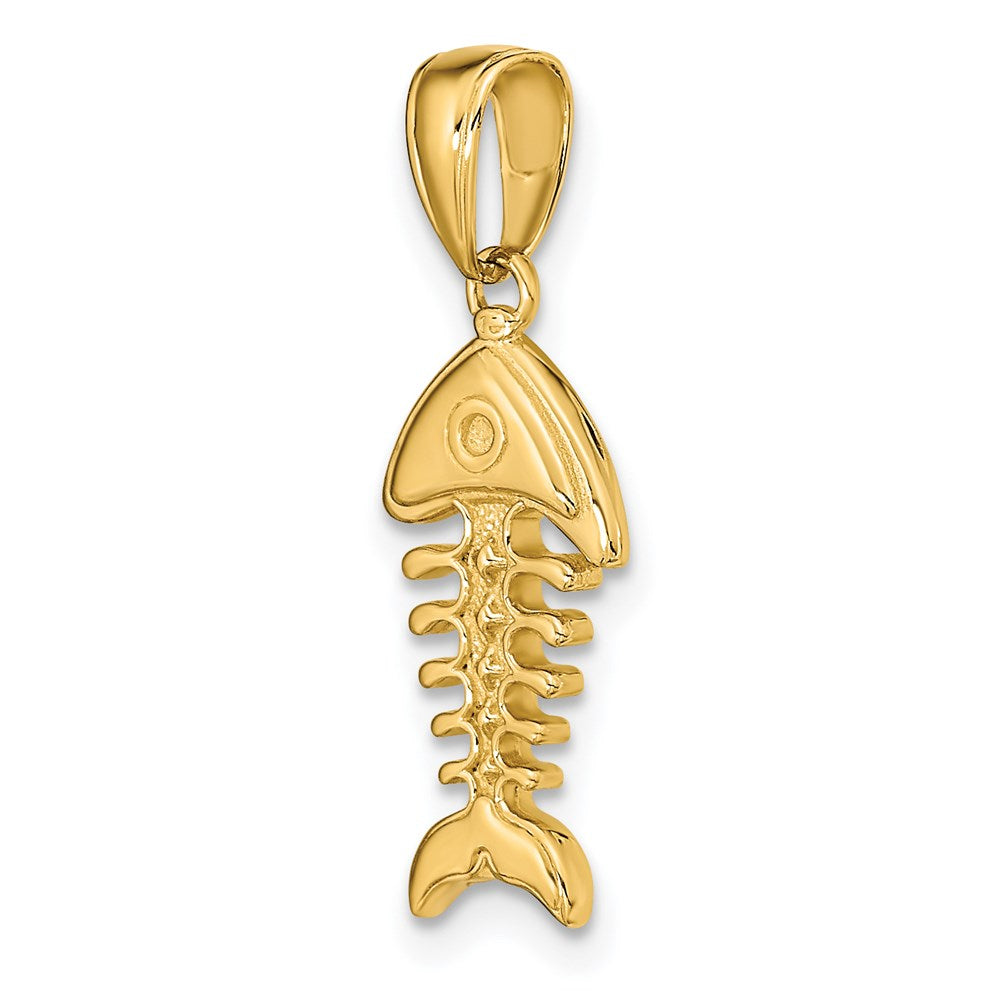 14k Yellow Gold 10 mm Polished 3-D Fish Bone Pendant (1.67 grams)