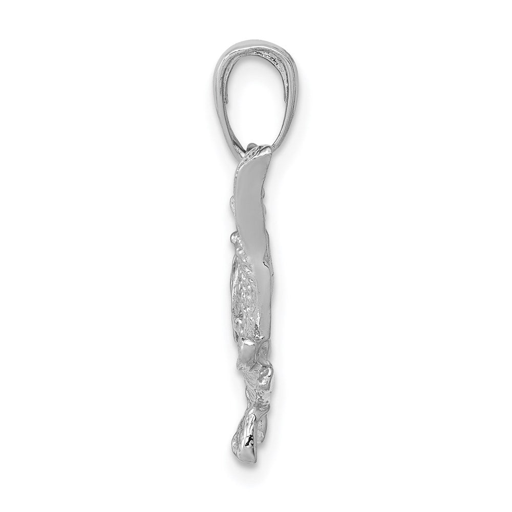 14k White Gold 27 mm Polished Open-Backed Bass Fish Pendant (2.94 grams)