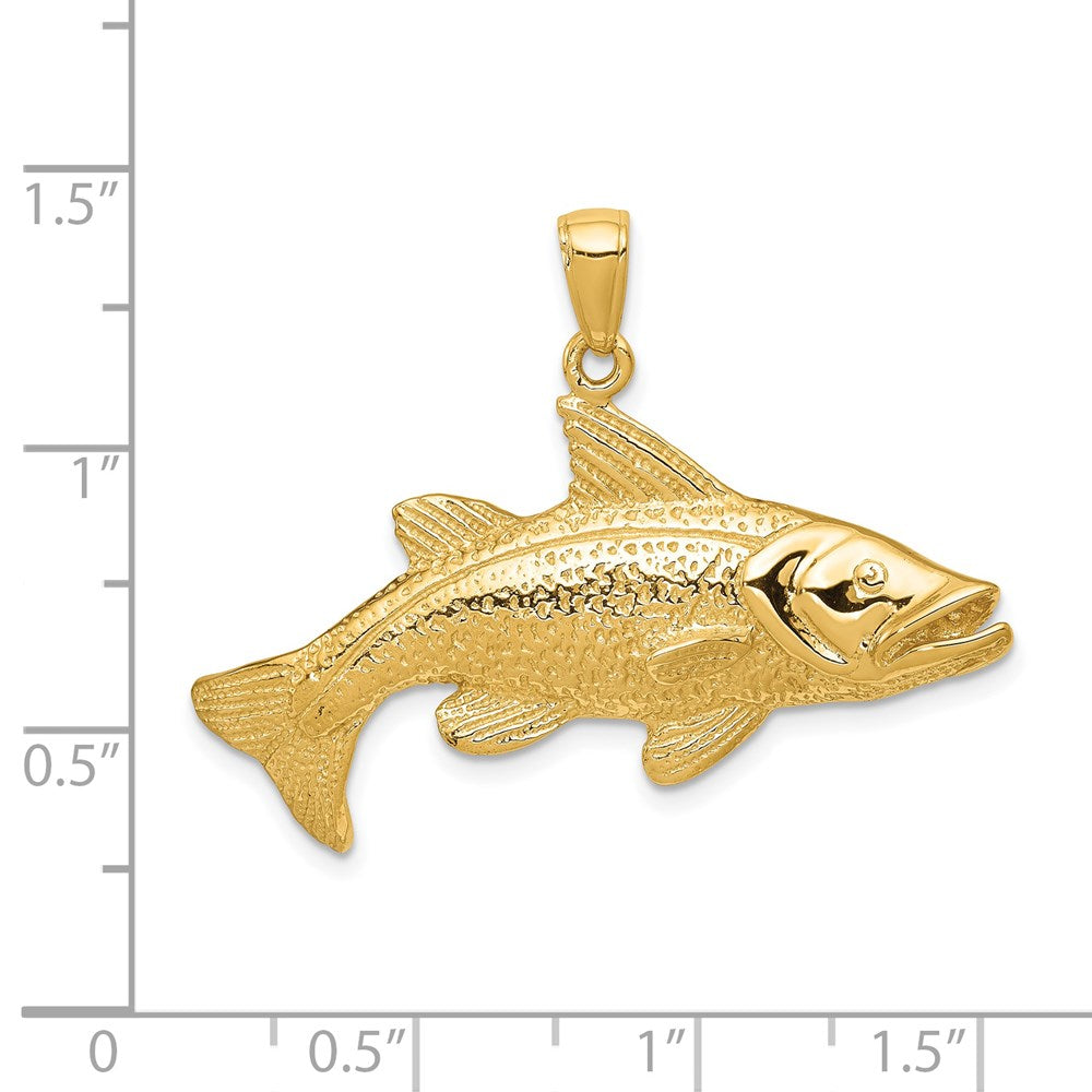 14k Yellow Gold 36 mm Polished Open-Backed Redfish Pendant (5.87 grams)