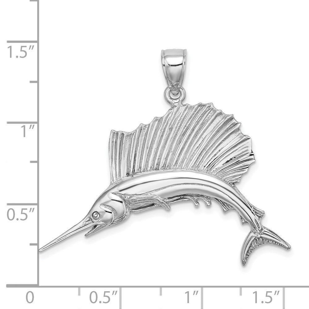 14k White Gold 41 mm  Polished Sailfish Charm (4.88 grams)