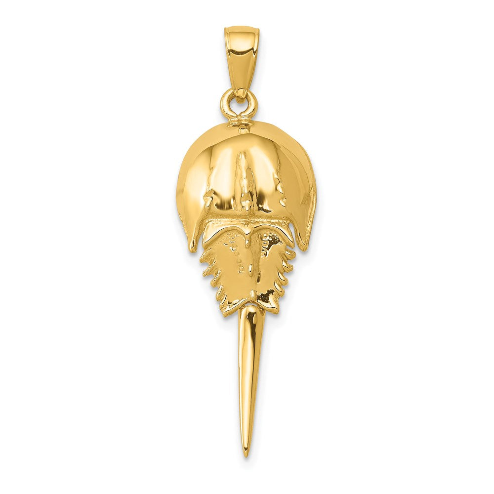 14k Yellow Gold 13 mm Polished Moveable Horseshoe Crab Pendant (2.9 grams)