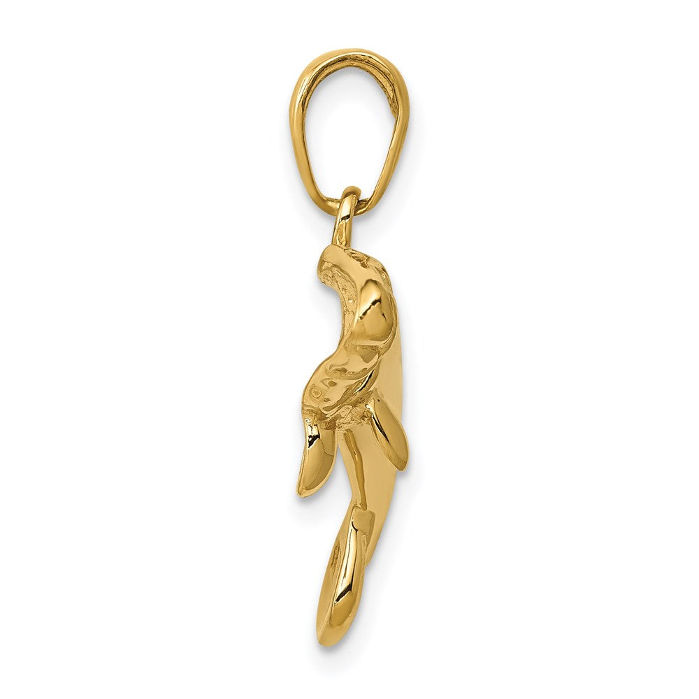 14k Yellow Gold 26 mm Solid Polished Manatee Pendant (2.57 grams)