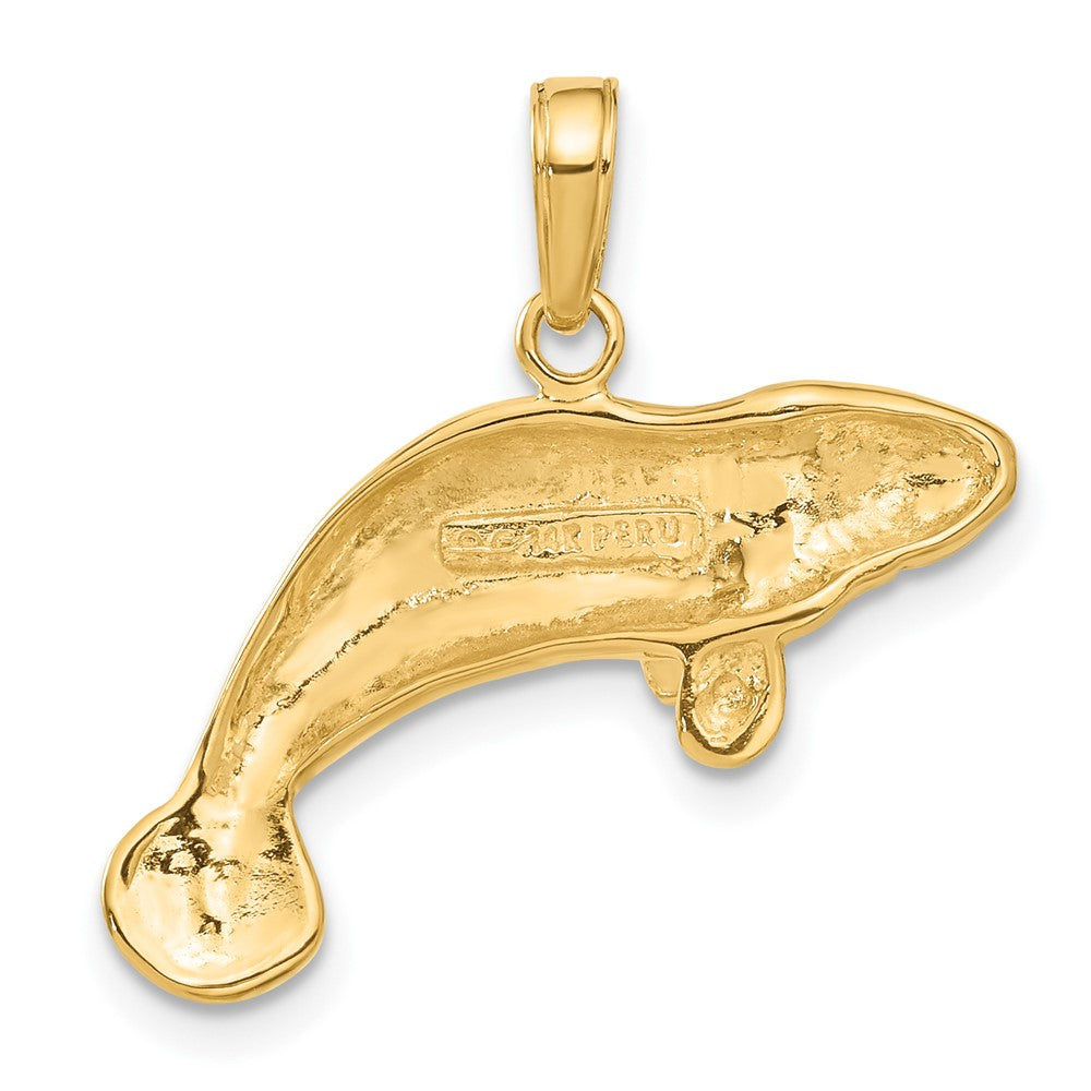 14k Yellow Gold 26 mm Solid Polished Manatee Pendant (2.57 grams)