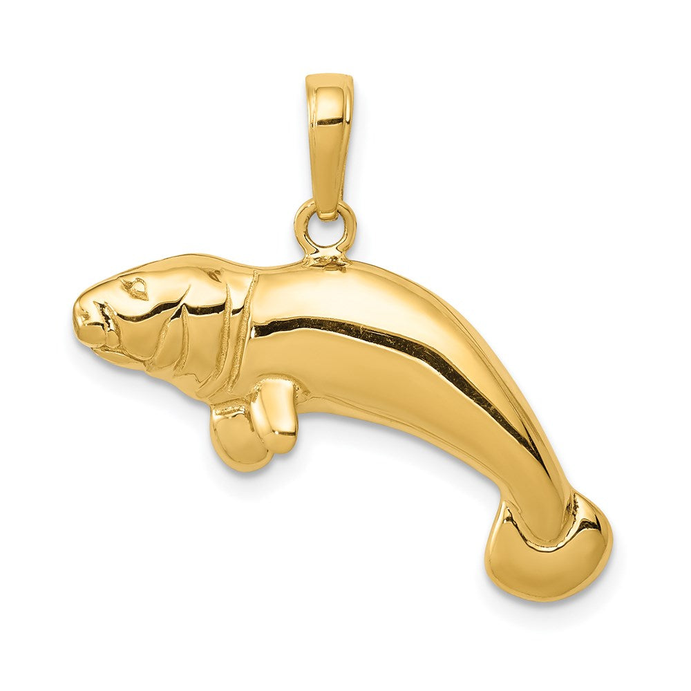 14k Yellow Gold 26 mm Solid Polished Manatee Pendant (2.57 grams)