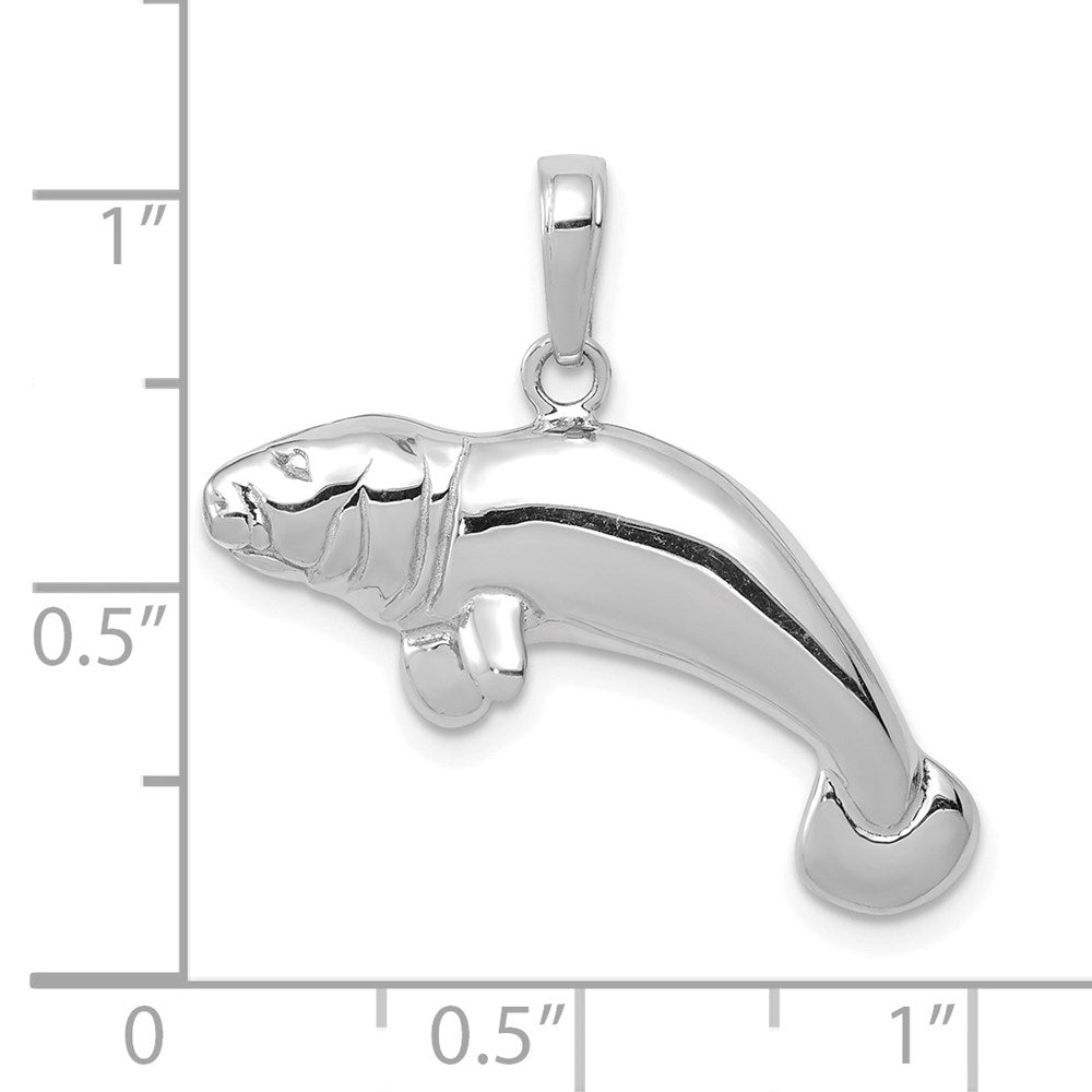 14k White Gold 26 mm  Solid Polished Manatee Pendant (2.6 grams)