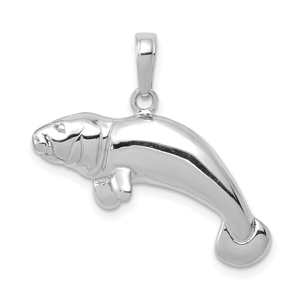 14k White Gold 26 mm  Solid Polished Manatee Pendant (2.6 grams)