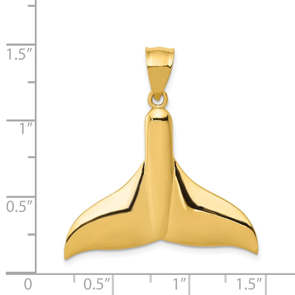 14k Yellow Gold 32 mm Solid Polished Large Whale Tail Pendant (2.28 grams)
