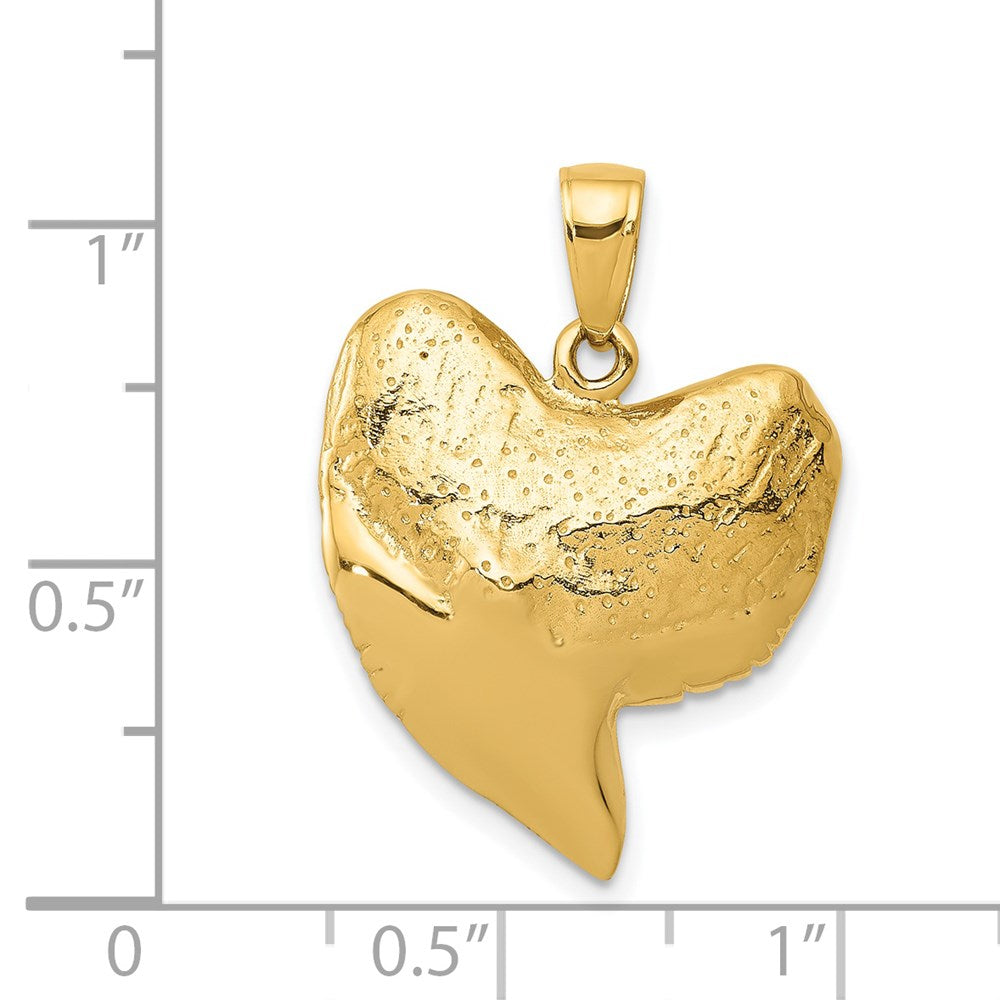 14k Yellow Gold 19 mm Solid Polished 3-D Shark Tooth Pendant (7.42 grams)