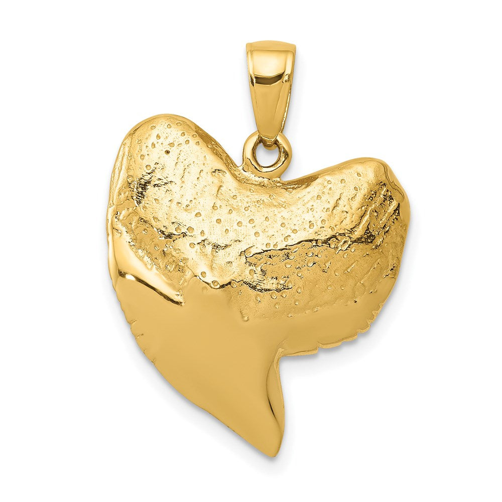 14k Yellow Gold 19 mm Solid Polished 3-D Shark Tooth Pendant (7.42 grams)