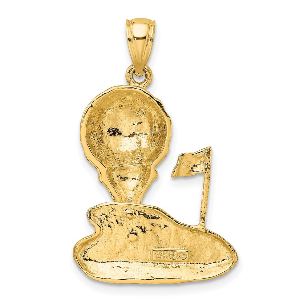 14k Yellow Gold 20 mm Solid Polished Open-Backed Golf Charm (4.19 grams)