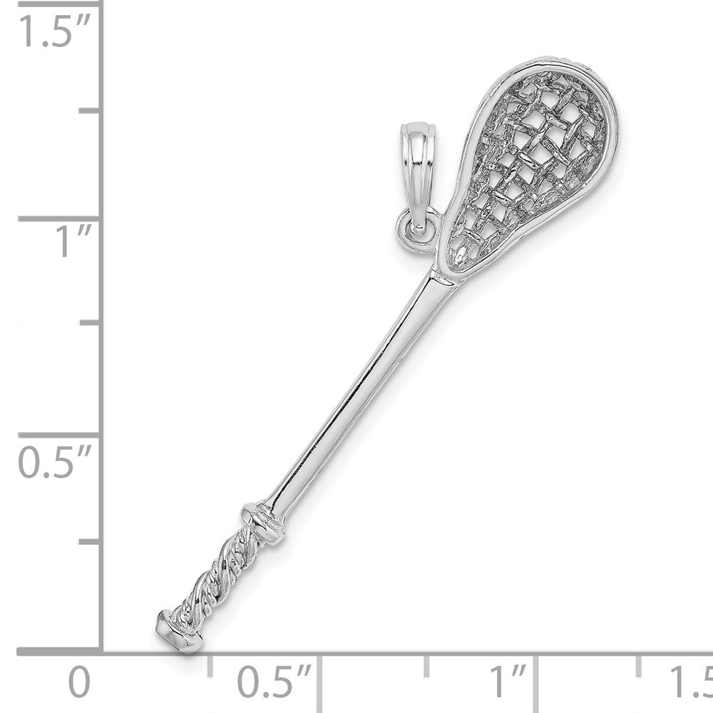 14k White Gold 45 mm  3-D Lacrosse Stick Charm (2.29 grams)