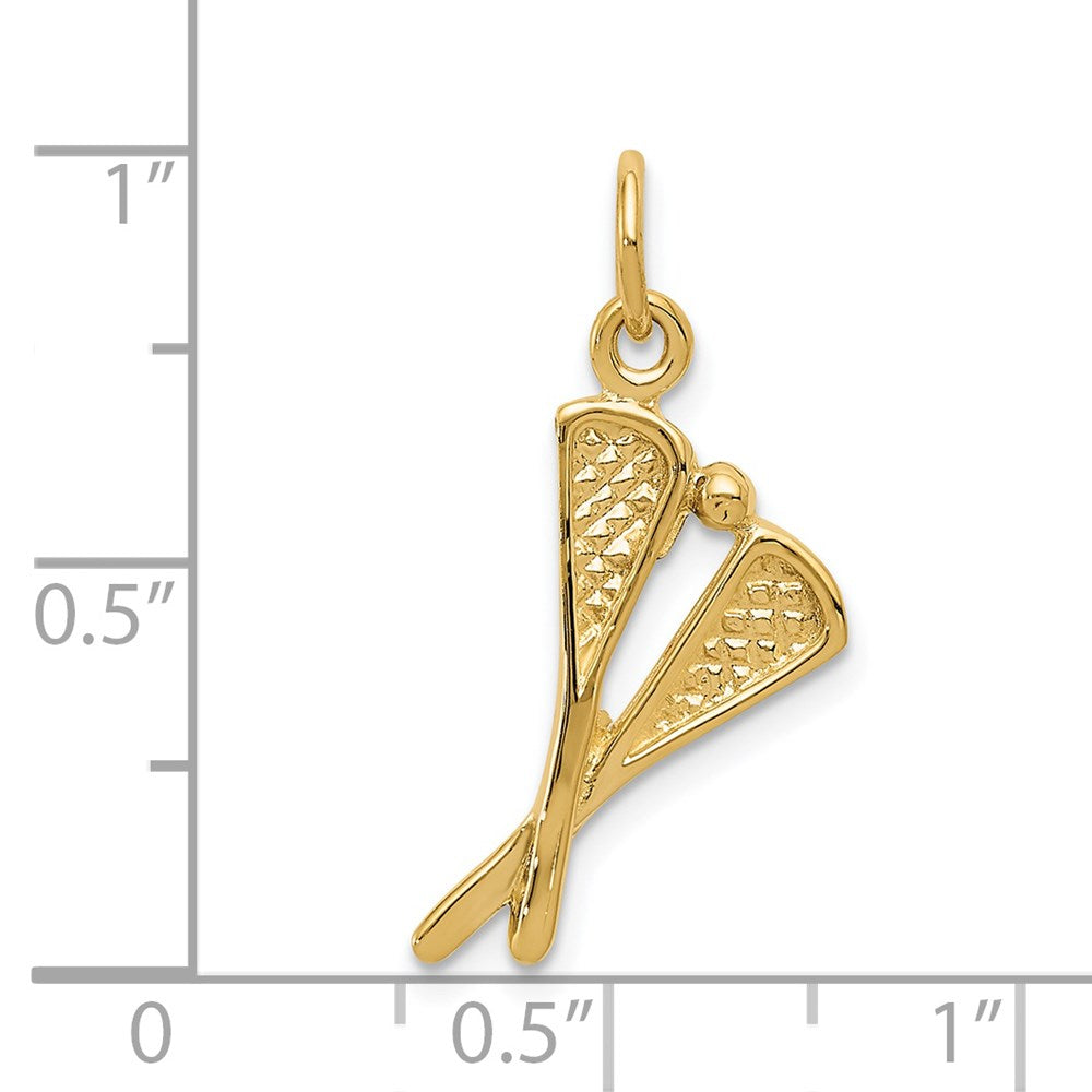 14k Yellow Gold 11 mm Polished Lacrosse Sticks Charm (0.95 grams)