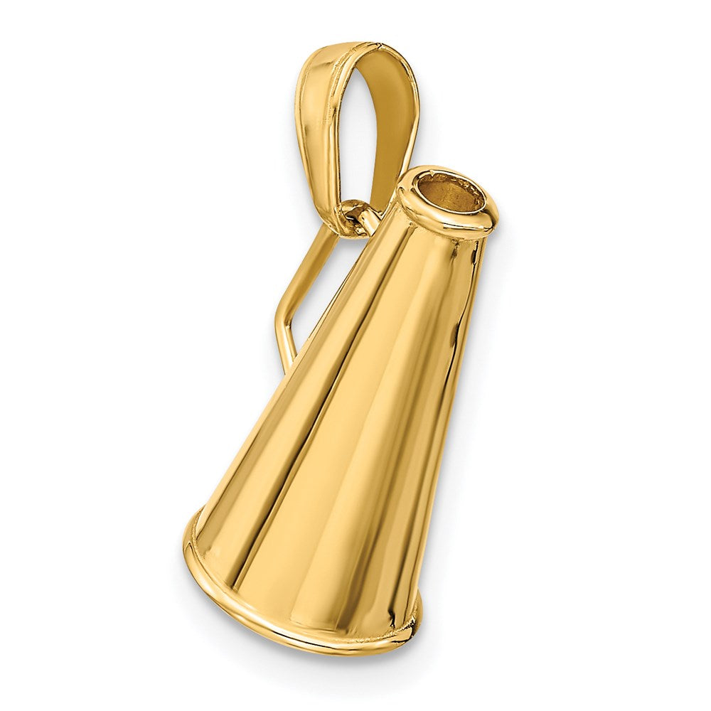 14k Yellow Gold 17 mm Polished 3-D Small Megaphone Pendant (1.75 grams)