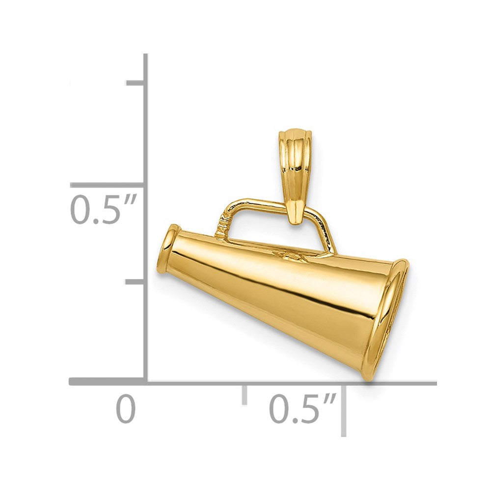 14k Yellow Gold 17 mm Polished 3-D Small Megaphone Pendant (1.75 grams)