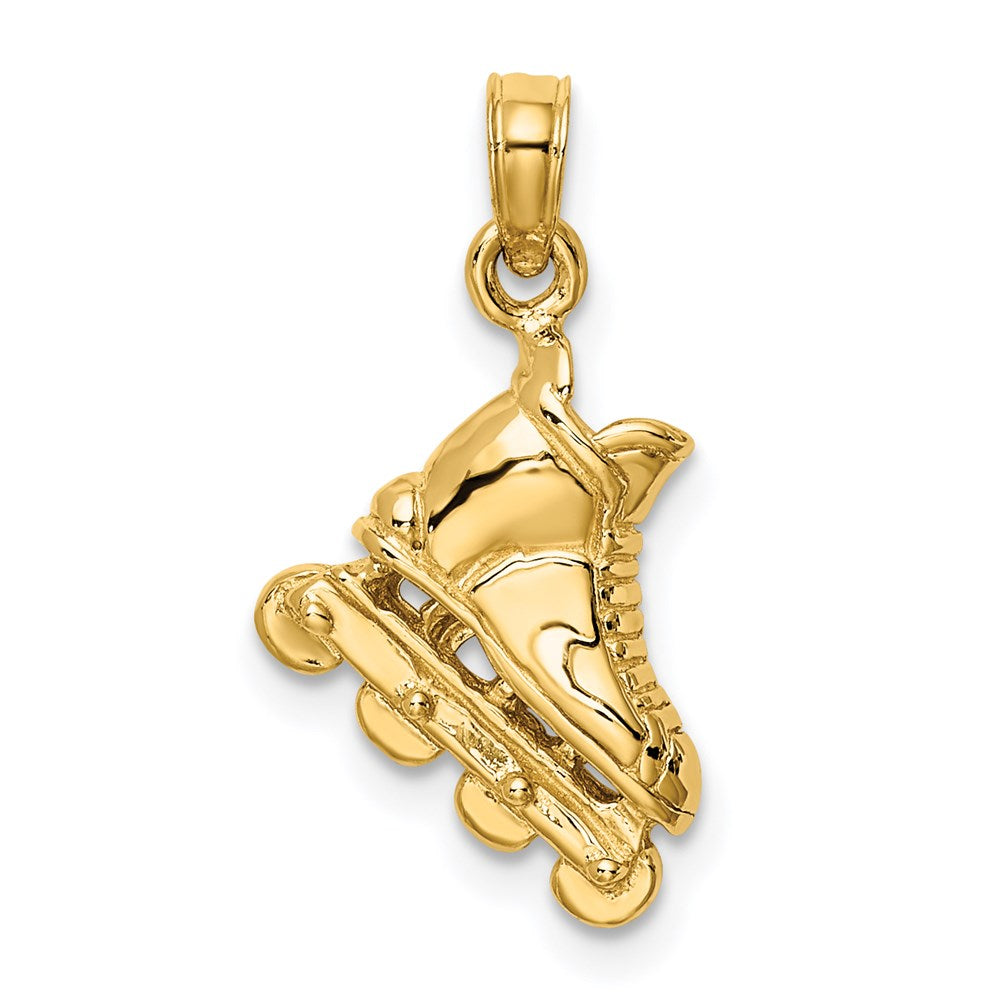 14k Yellow Gold 12.4 mm Solid Polished 3-D Rollerblade Charm (2.18 grams)