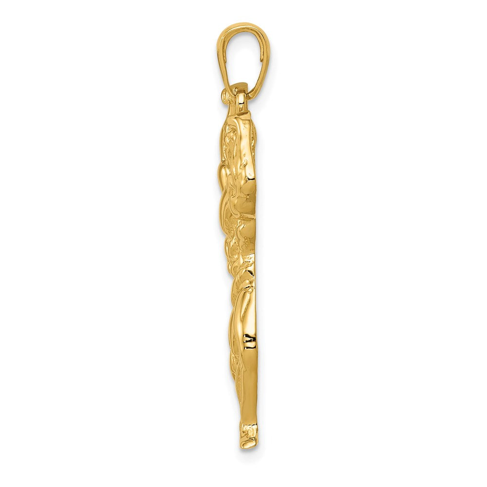 14k Yellow Gold 15 mm Solid Polished Weightlifter Pendant (3.77 grams)