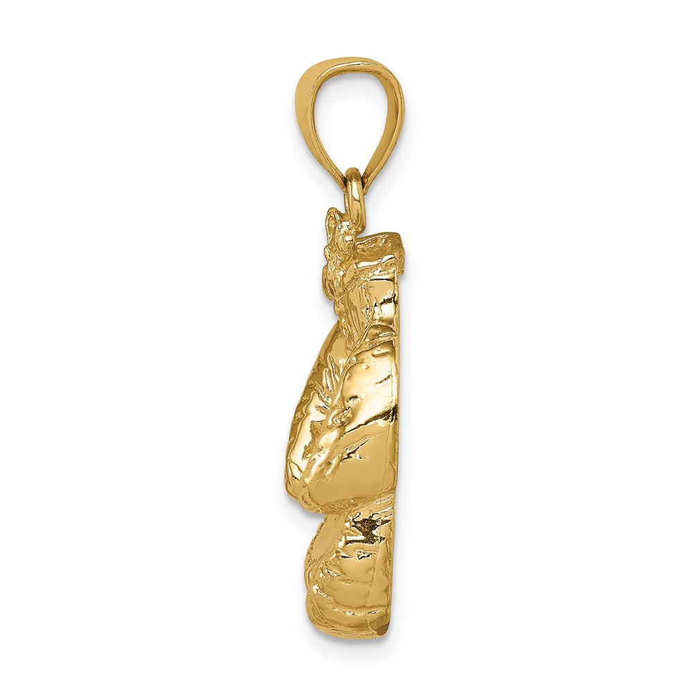 14k Yellow Gold 19 mm Solid Polished Open-Backed Boxing Gloves Pendant (6.37 grams)
