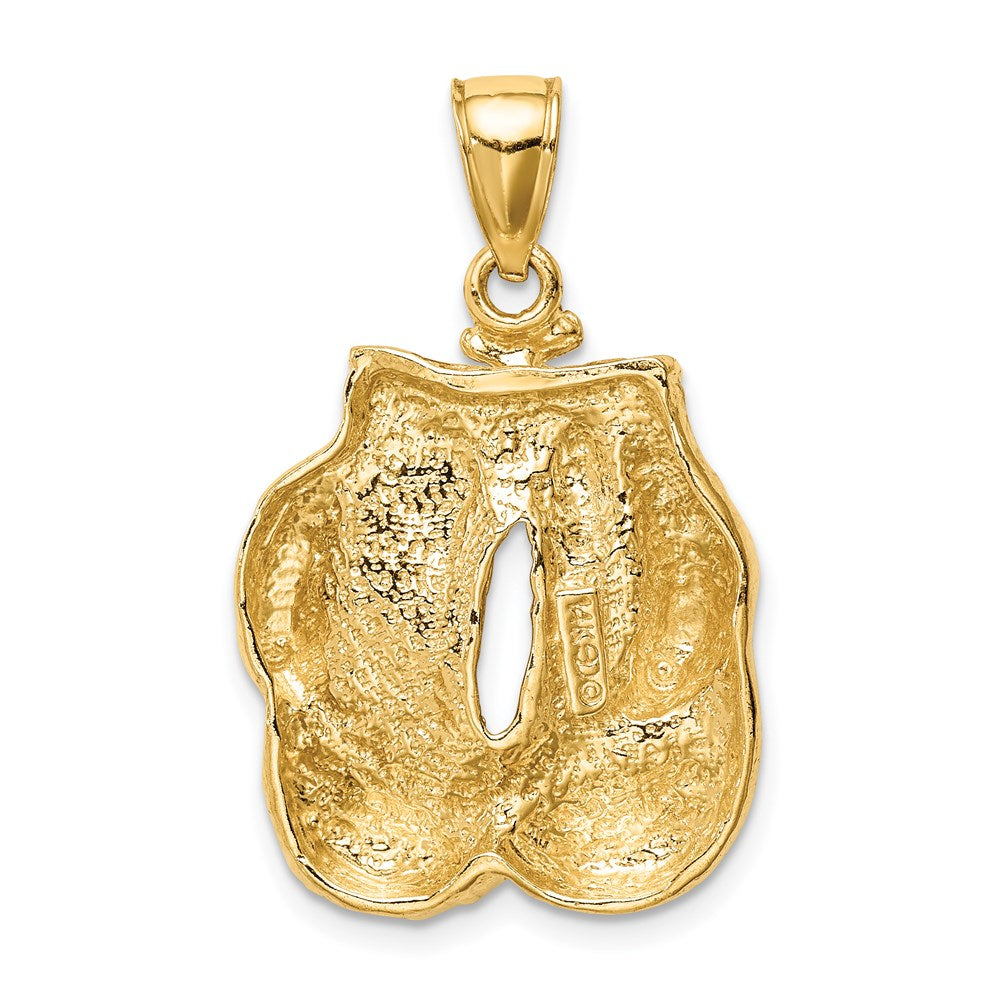 14k Yellow Gold 19 mm Solid Polished Open-Backed Boxing Gloves Pendant (6.37 grams)