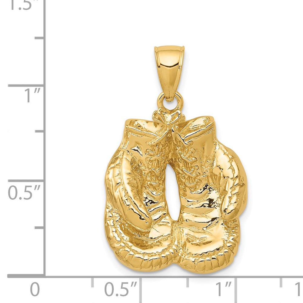 14k Yellow Gold 19 mm Solid Polished Open-Backed Boxing Gloves Pendant (6.37 grams)