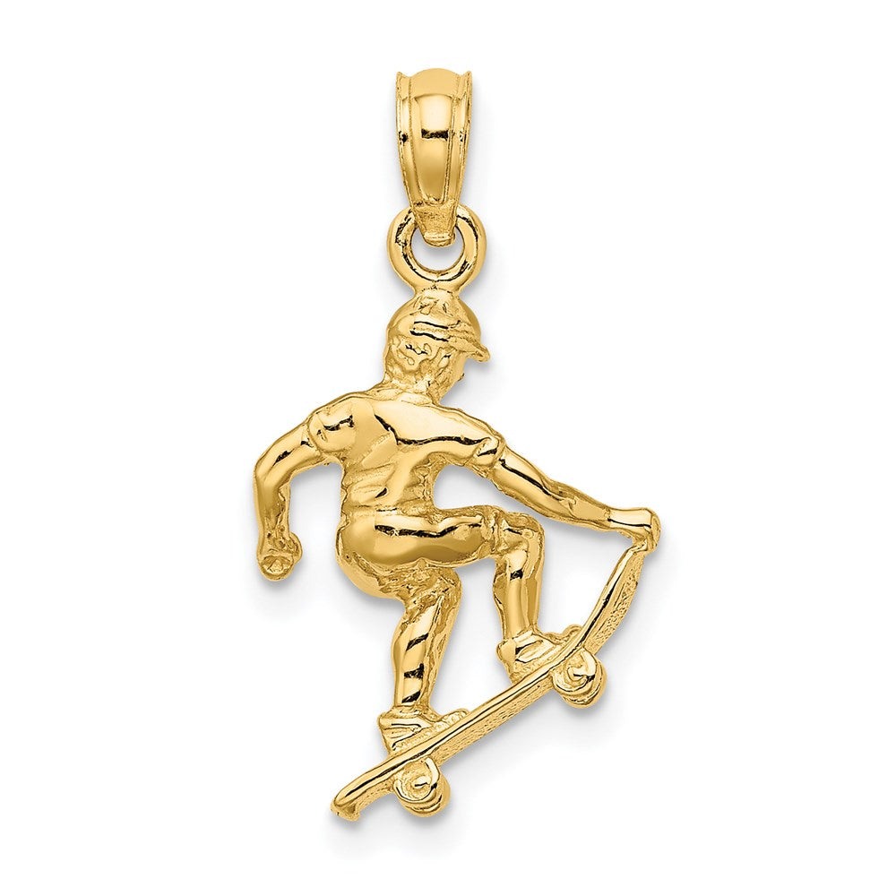 14k Yellow Gold 13.05 mm Solid Polished 3-D Skateboarder Charm (1.38 grams)