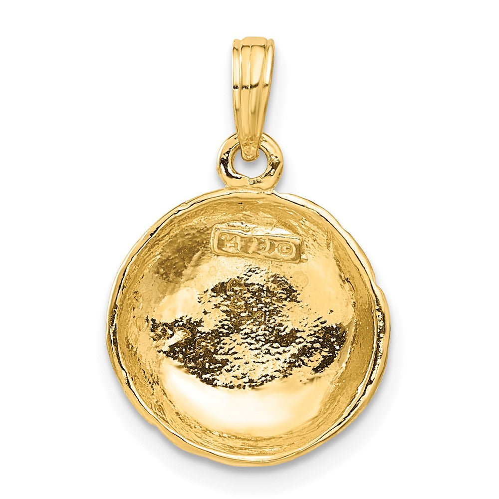 14k Yellow Gold 15 mm Polished Open-Backed Volleyball Pendant (2.08 grams)