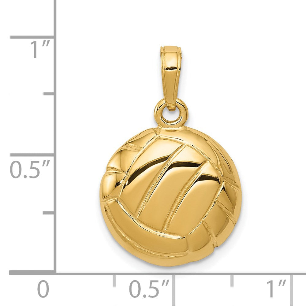 14k Yellow Gold 15 mm Polished Open-Backed Volleyball Pendant (2.08 grams)