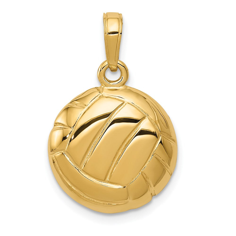 14k Yellow Gold 15 mm Polished Open-Backed Volleyball Pendant (2.08 grams)