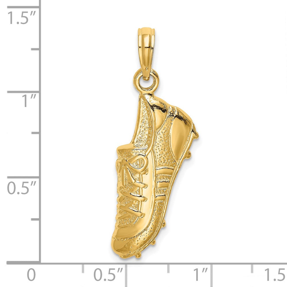 14k Yellow Gold 9.3 mm Polished Open-Backed Soccer Cleat Shoe Charm