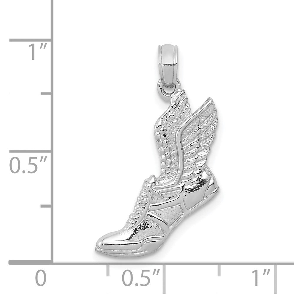 14k White Gold 10.7 mm Polished Running Shoe Pendant (1.63 grams)