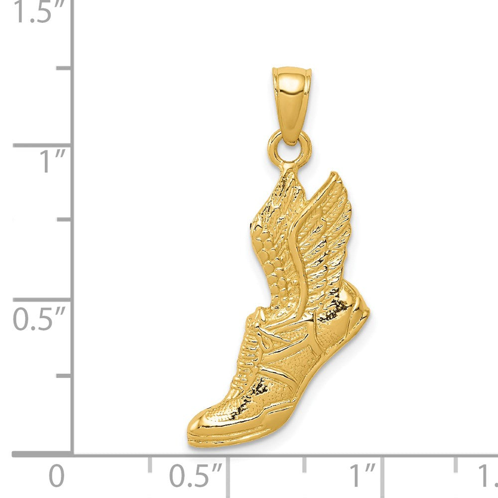 14k Yellow Gold 17 mm Polished Running Shoe Pendant (2.29 grams)