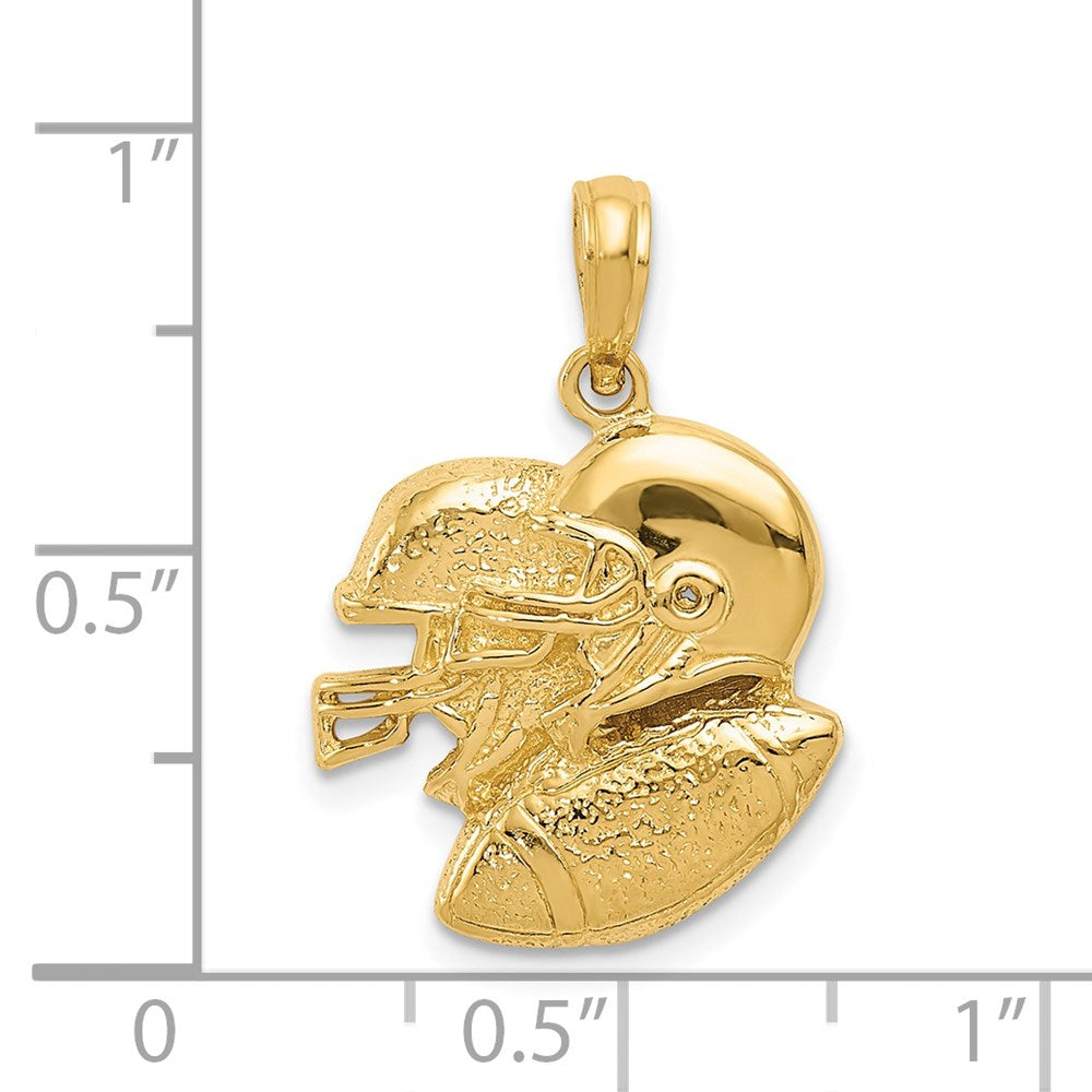 14k Yellow Gold 16 mm 2-D Double Football Helmets and Ball Charm (2.79 grams)