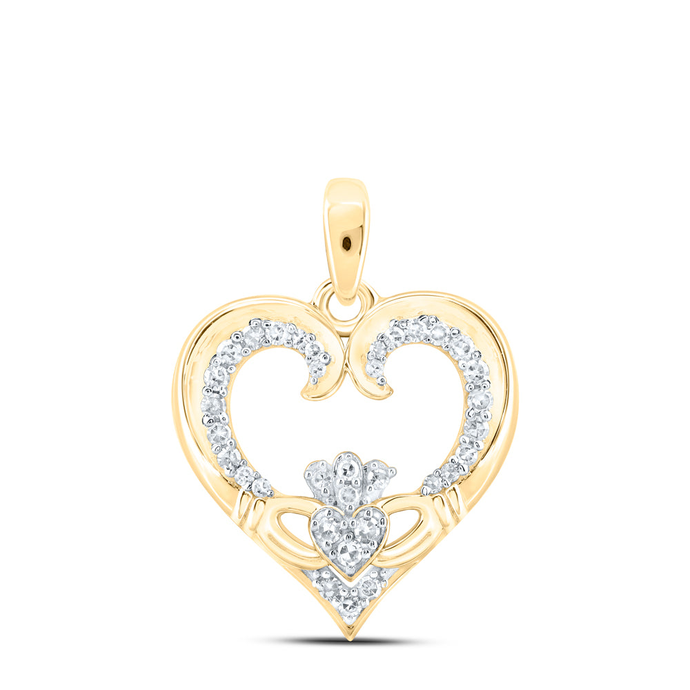 1/6Ctw-Dia Nk Claddagh Heart Pendant (1.49 grams)