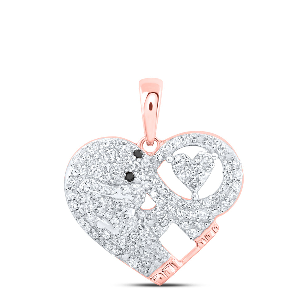 1/3Ctw-Dia Cn Heart Shape Elephant Pendant (2.39 grams)